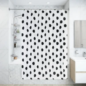 Штора для ванны Bacchetta Polka Nero с кольцами 180x200 см полиэстер , цвет мультиколор 84621377 STLM-2027194