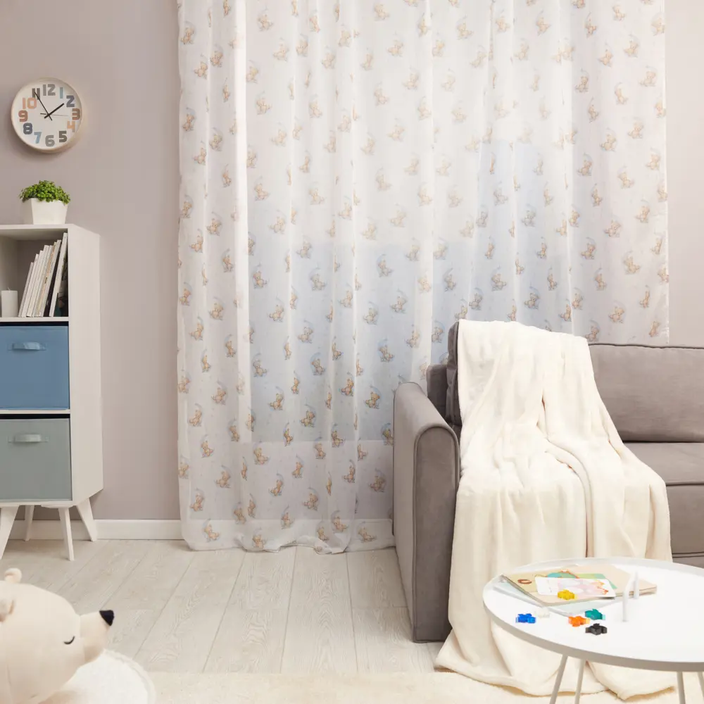 Тюль на ленте Сонный мишка 300x280 см цвет голубой 85375912 STLM-2154858 MIAMOZA 
