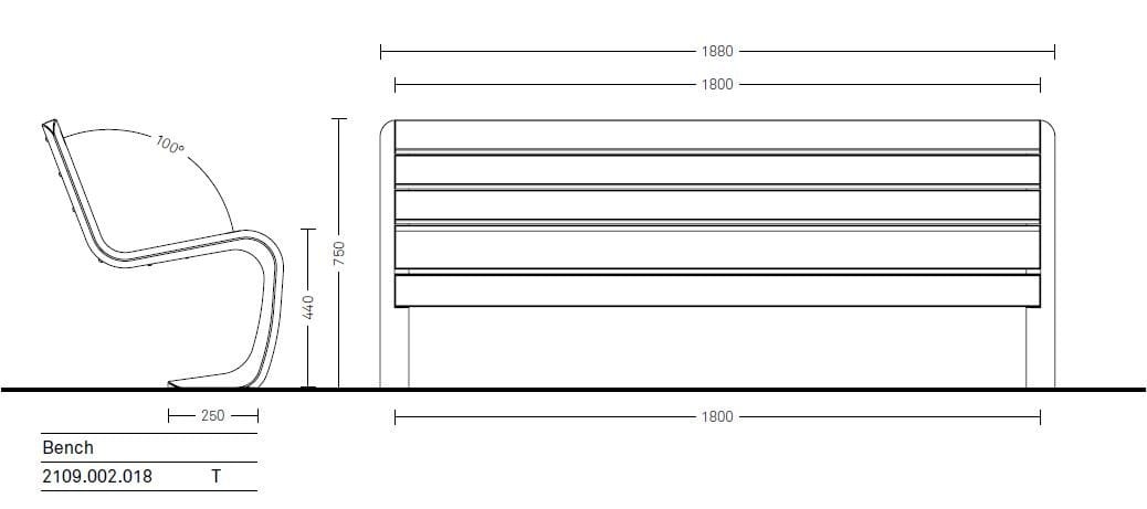 Деревянная скамья со спинкой Neri Carya ARCH-00069265 - Вид №3
