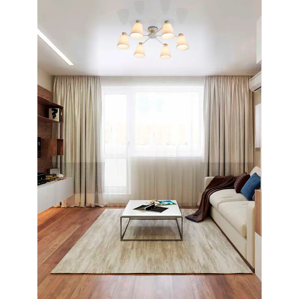 Люстра потолочная Lamplandia Textile L1494, 6 ламп, 18 м², цвет белый STLM-2005463 - Вид №7