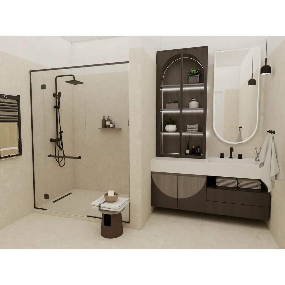 Глазурованный керамогранит Duna Terrazzo Clay Carving 60x60 см 1.44 м² матовый цвет белый STLM-2003304 - Вид №2