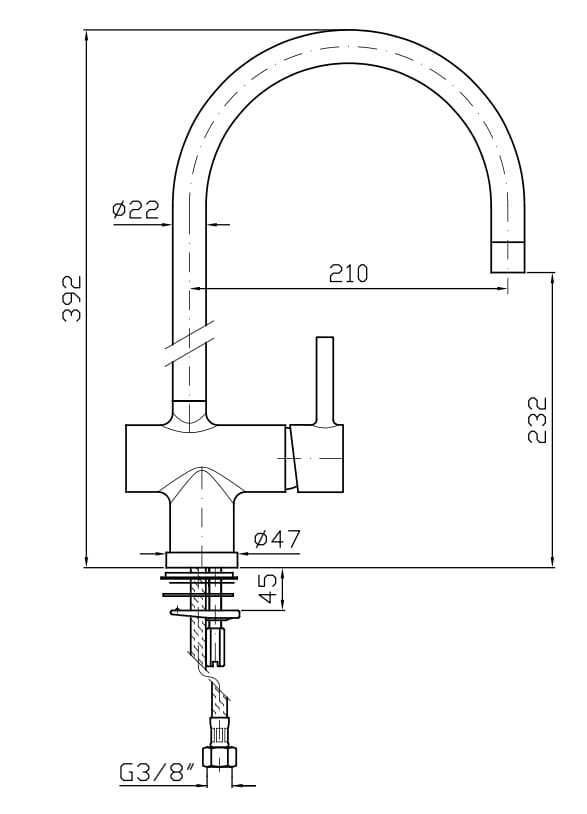 Однорычажный смеситель для кухни с поворотным изливом Zucchetti Pan S ARCH-00147659 - Вид №5