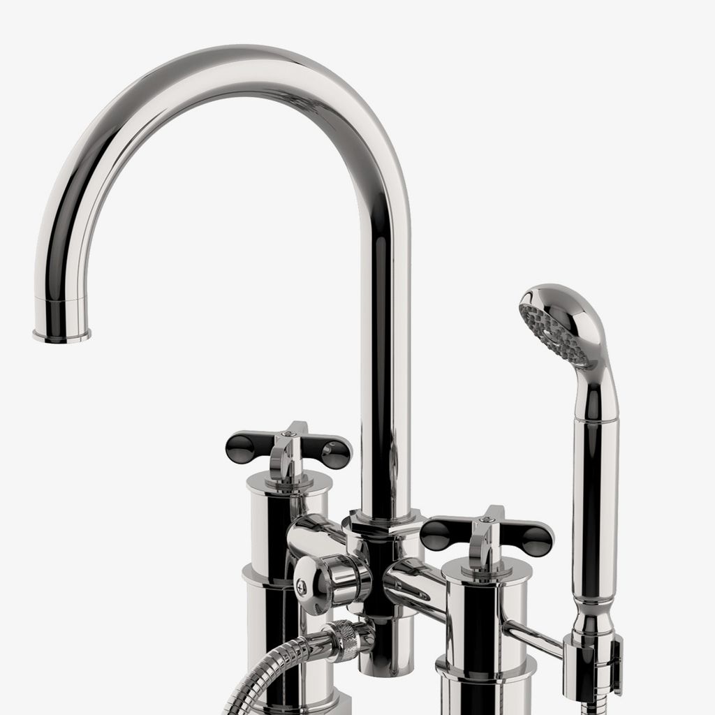 HNXT60 Напольный наполнитель для ванн Henry Exposed с ручным душем и металлическими поперечными ручками Waterworks - Вид №1