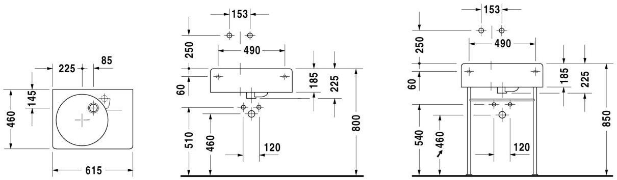 068460 / 068560 Накладная раковина на столешницу  овальная Duravit Scola - Вид №3