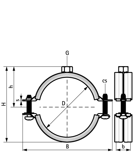 33335046 2S Хомуты с вкладышем epdm (M8) для стальных, медных, чугунных и пластиковых (многослойных) труб walraven  - Вид №1