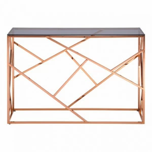 Консоль стеклянная 115х30 см дымчатая с розовым золотом "Арт Деко" STOOL GROUP  00-3881896 Золото;розовый