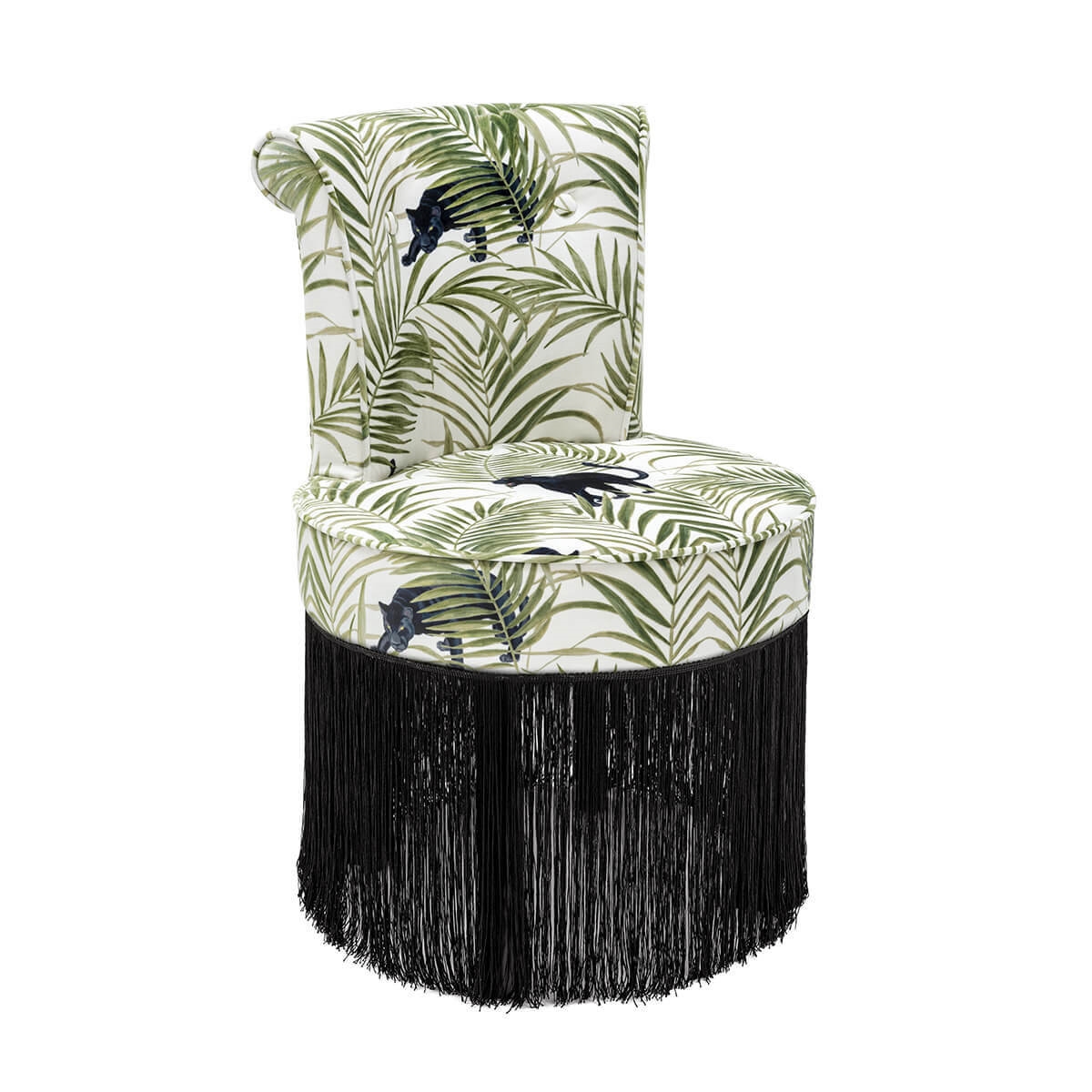 700476-17 ABHIKA СТУЛ DIDI W / FRINGE WHITE/GREEN 