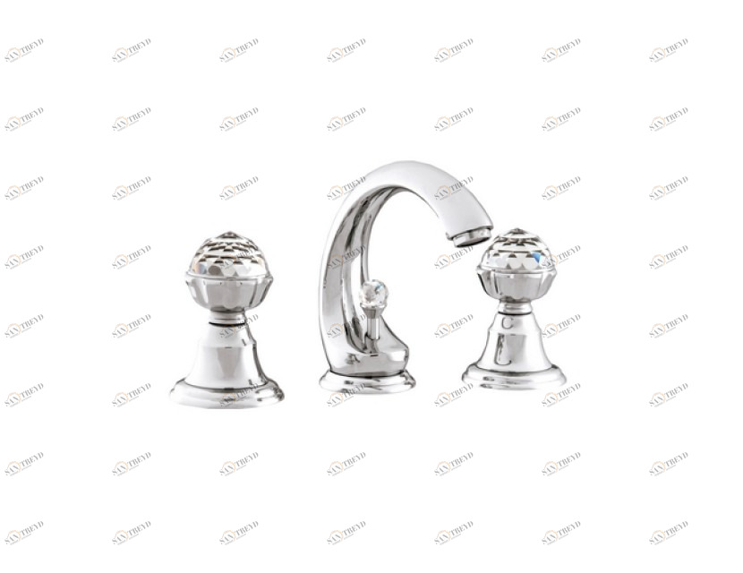 036201.000.62 Раковина с тремя отверстиями и кристаллами Swarovski Сатин никель Mestre Atlantica