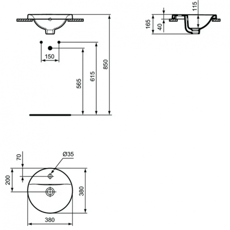 E504101 Раковина 38 см Ideal Standard CONNECT - Вид №3