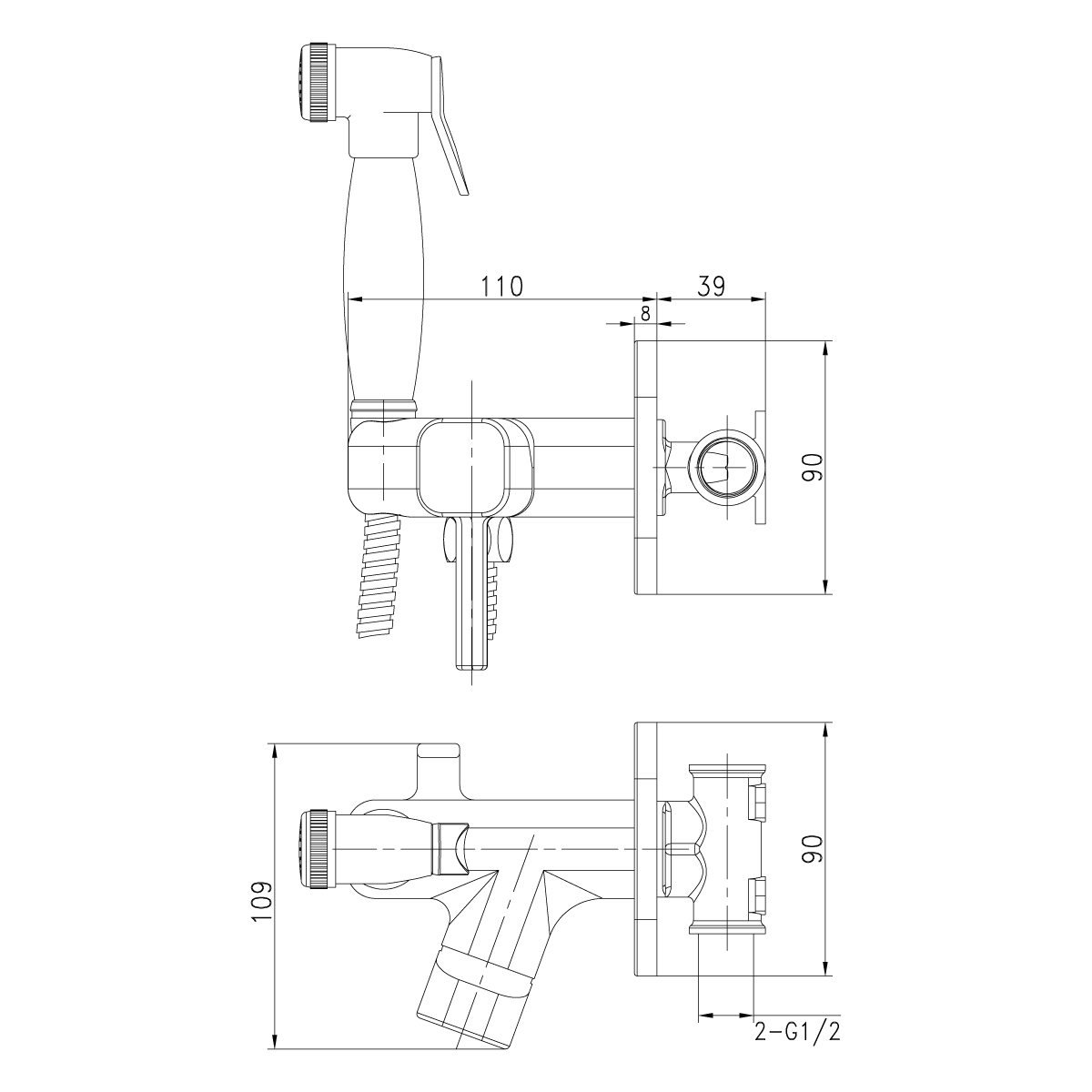 LM7165B Смеситель Solo с гигиеническим душем, встраиваемый LEMARK SOLO - Вид №2