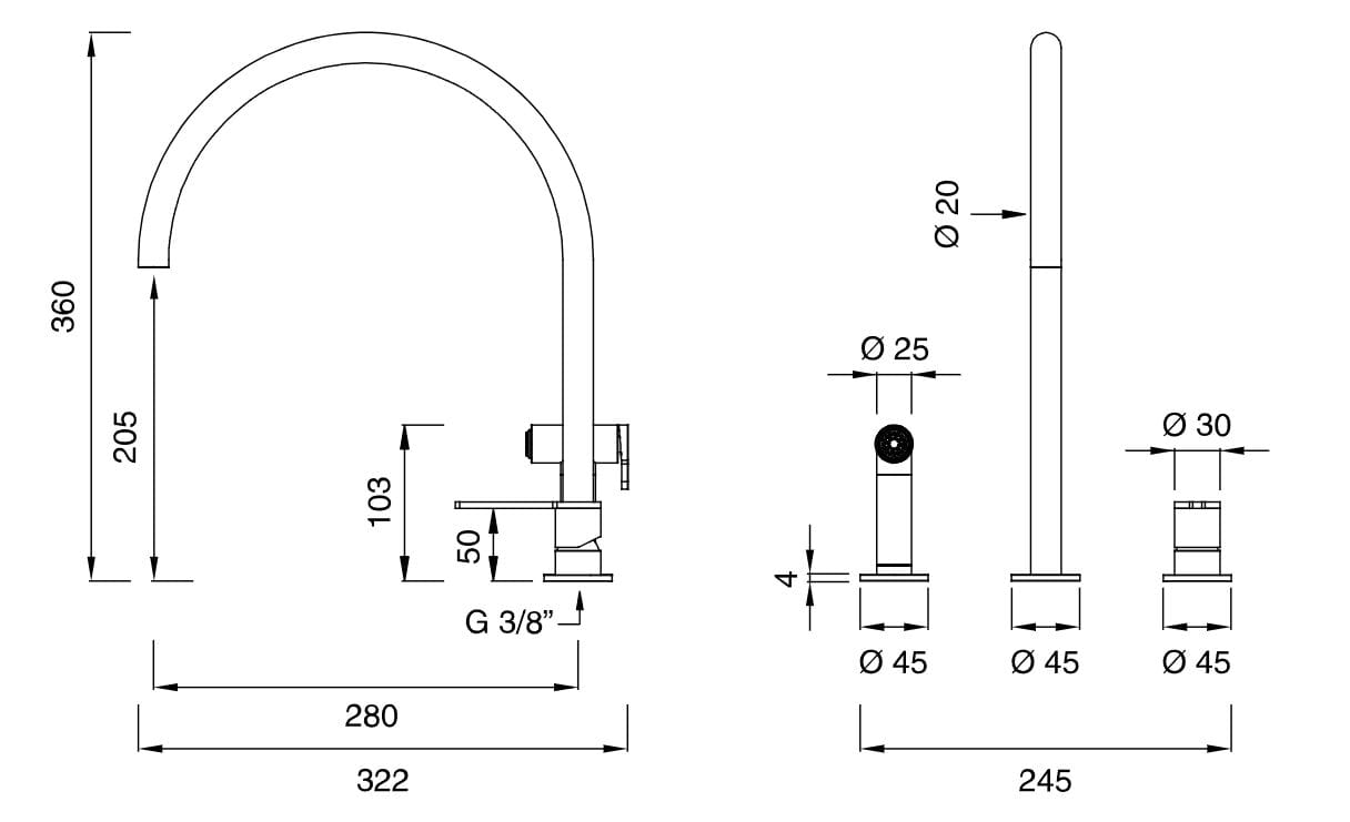 Однорычажный кухонный смеситель со съемным ручным душем CEADESIGN INNOVO ARCH-00105072 - Вид №2