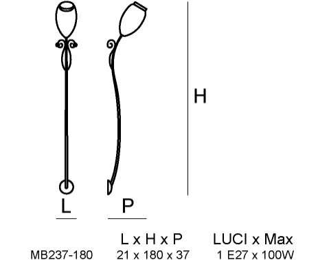 Siru Настенный светильник из муранского стекла Tulipano Mb 237-180 - Вид №2