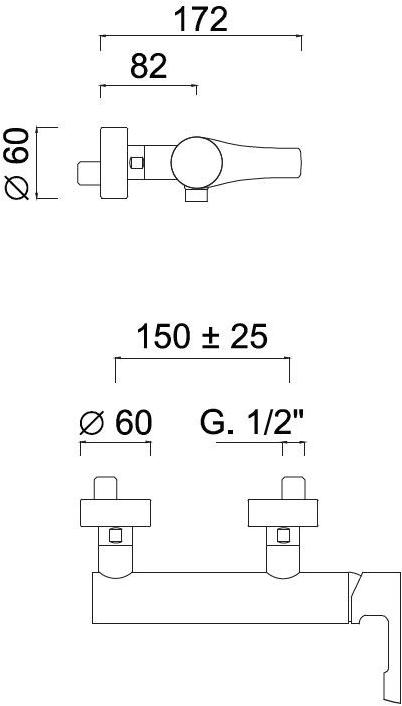 Rubinetteria Giulini Внешний смеситель для душа, однорычажный Ego F5708 - Вид №1