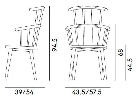 Стул из бука с подлокотниками с высокой спинкой Billiani W ARCH-00110409 - Вид №5