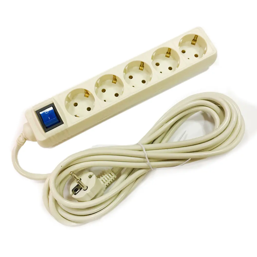Удлинитель SKYBEAM на 5 розеток с заземлением, 3 метра, бежевый 82600361 STLM-0031108