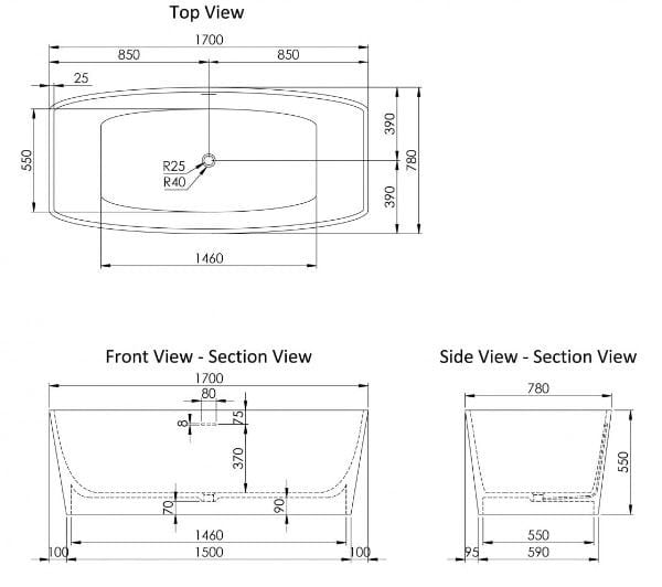 Прямоугольная ванна в центре комнаты из смолы LUSSO Альберт ARCH-00044816 - Вид №2