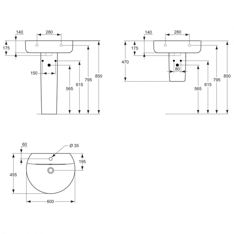 E786401 Раковина 55 см Ideal Standard CONNECT - Вид №4