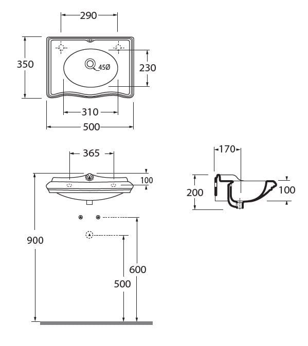 Керамическая подвесная раковина Azzurra Ceramica Jubilaeum ARCH-00111572 - Вид №3