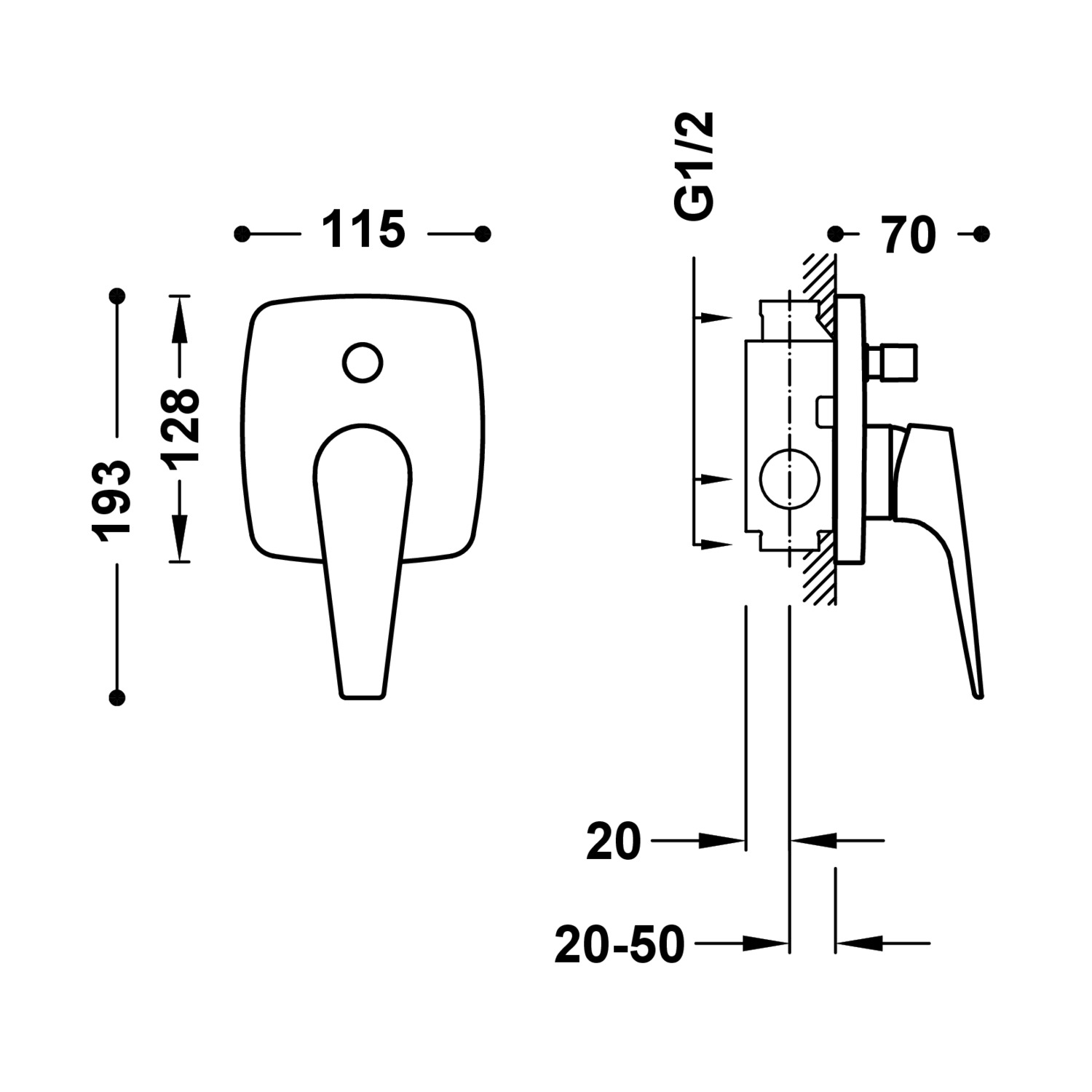 CANIGÓ PLUS 2-ходовой скрытый смеситель для душа с одной ручкой -21818001 TRES Canigo - Вид №1