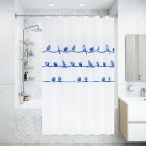 Штора для ванны Bacchetta Birdies Blu с кольцами 180x200 см полиэстер , цвет мультиколор 84621374 STLM-2004389