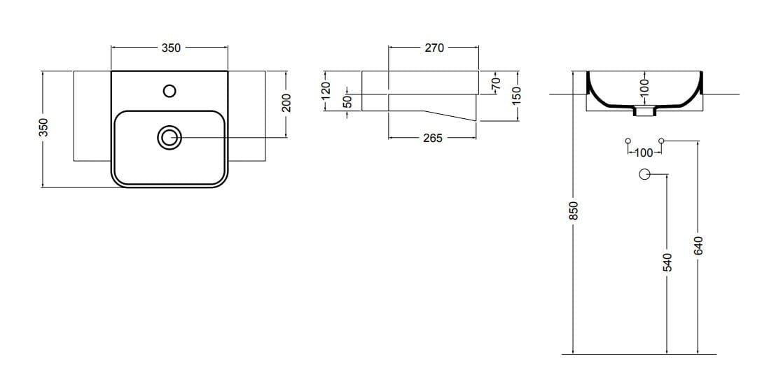 Керамическая квадратная ручная мойка с переливом Axa Prisma Sink Bowl Normal ARCH-00027970 - Вид №4