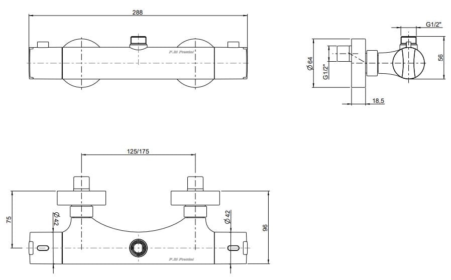Термостатический смеситель для душа на открытом воздухе Rubinetterie Frattini TERMIX 95621 ARCH-00072793 - Вид №2