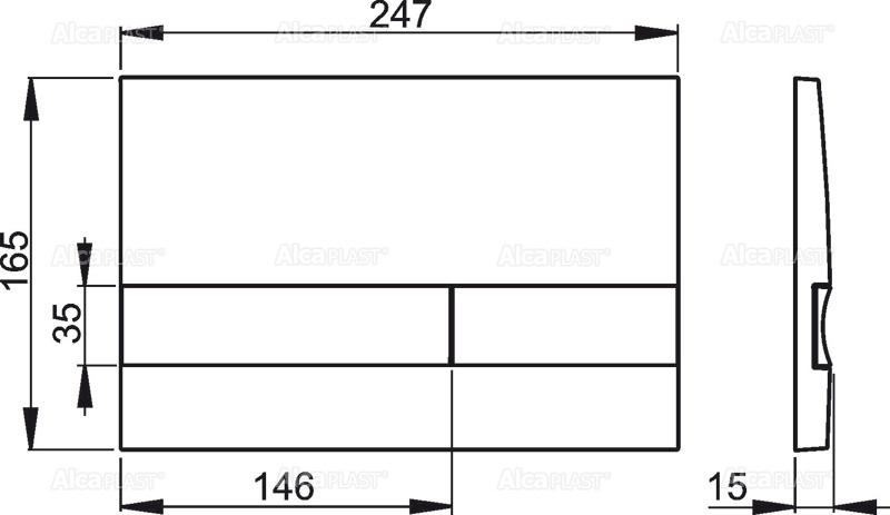 Кнопка управления для скрытых систем инсталляции, xром-мат ALCAPLAST M1722 - Вид №2