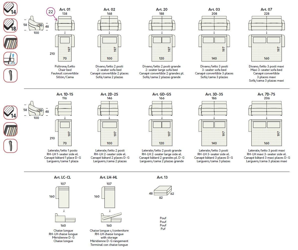Двуспальный диван-кровать из ткани Felis Day &amp ARCH-00032031 - Вид №6