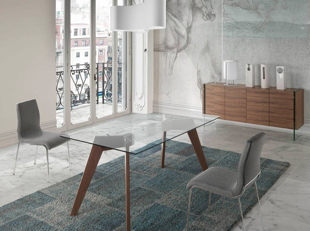 Обеденный стол прямоугольный стеклянный 180см Sofisticado от Angel Cerda ANGEL CERDA  00-3865645 Орех;коричневый;прозрачный  - Вид №3