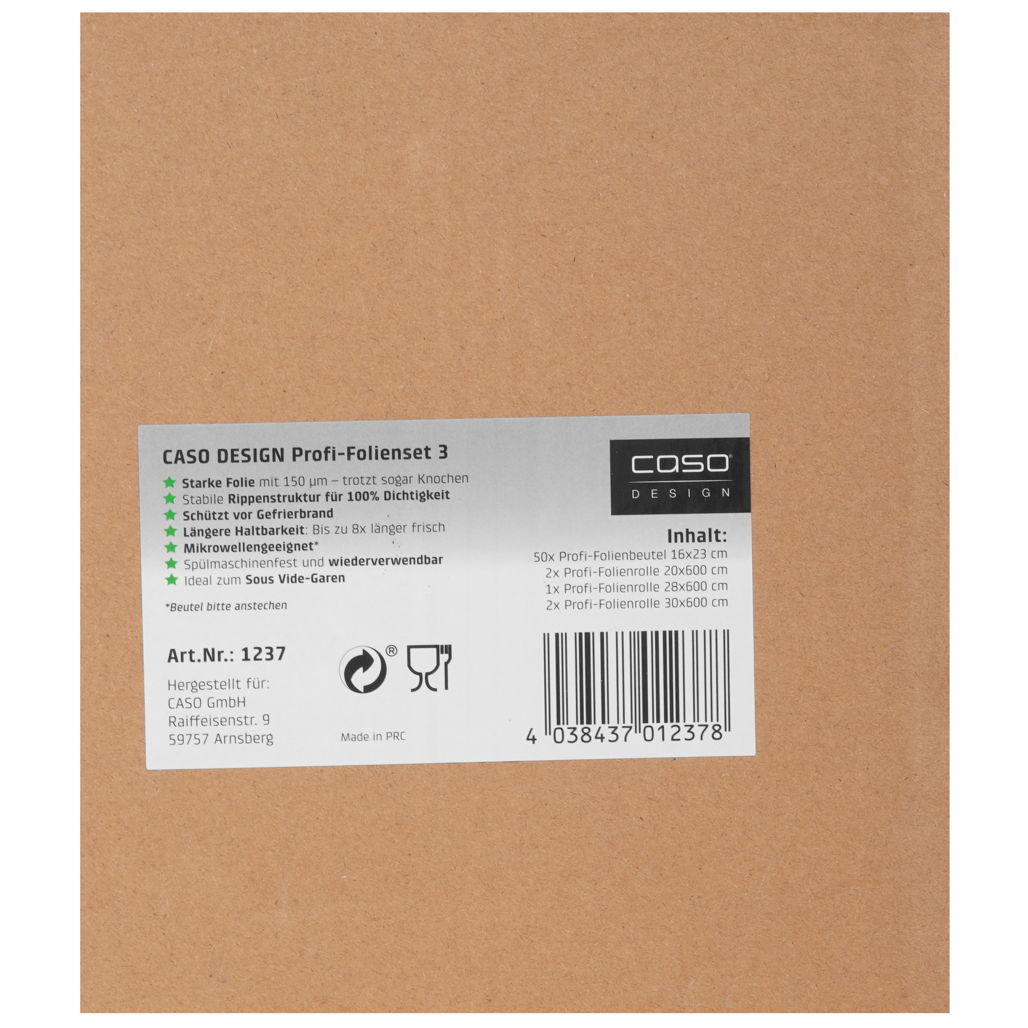 9297255 Набор рулонов для вакуумного упаковщика CASO 7 Sterne 16*23-50 20/30*600-2 28*600-1 STDN-0085284