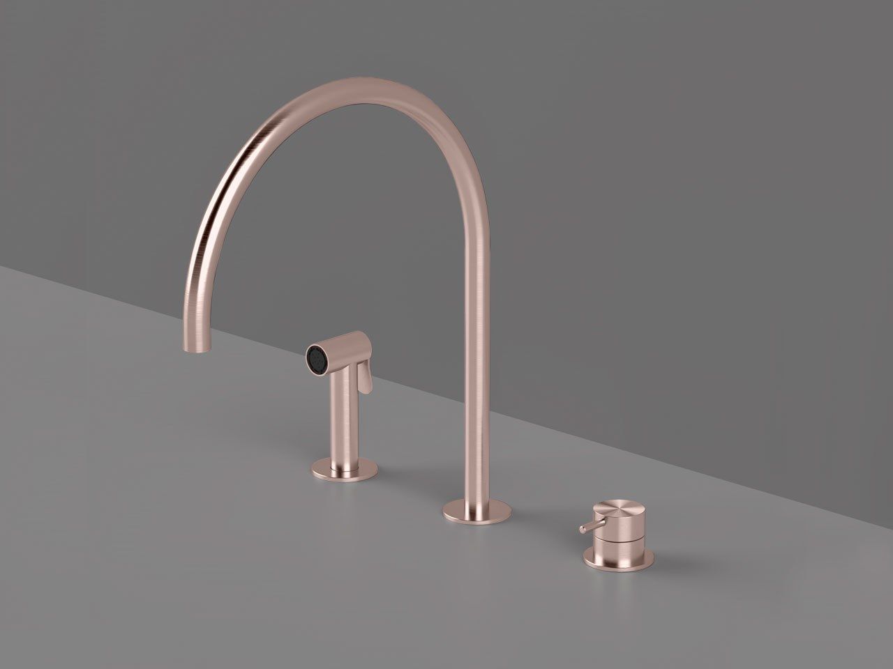 Смеситель для кухни с 3 отверстиями из нержавеющей стали со съемным ручным душем Radomonte TOKI ARCH-00127260 - Вид №1