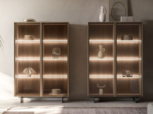 Деревянная секционная витрина со встроенным освещением