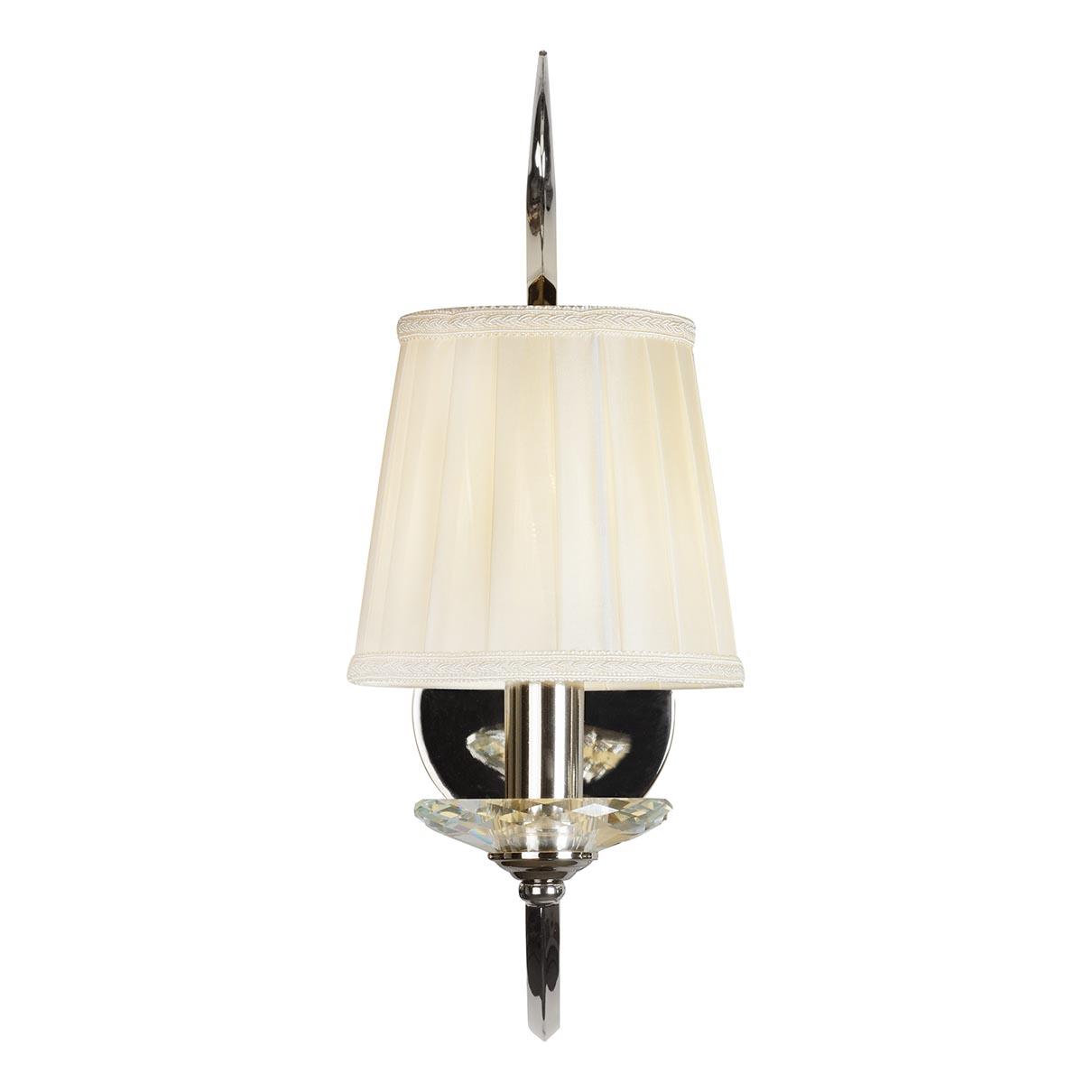 Бра с абажуром белое Charm W2508-1 Nic ILAMP CHARM 00-3949104 Белый;никель  - Вид №1