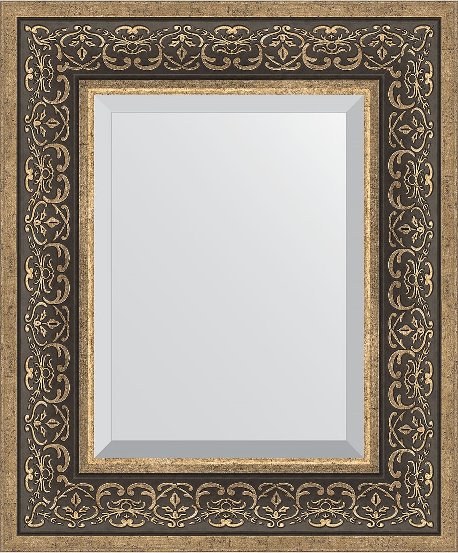 BY 3371 Зеркало с фацетом в багетной раме - вензель серебряный 101 mm EVOFORM Exclusive