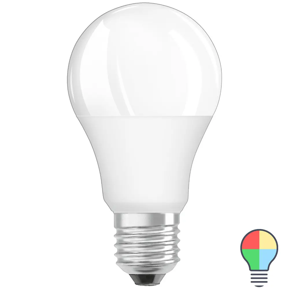 Лампа светодиодная Osram E27 220-240 В 9 Вт груша матовая 806 лм, регулируемый цвет света RGBW, для диммера, с пультом ДУ 82834555 STLM-2076066 