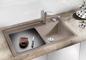 523812 Кухонная мойка Blanco Zenar 45 S с доской из стекла чаша слева жасмин  Blanco Zenar Жасмин