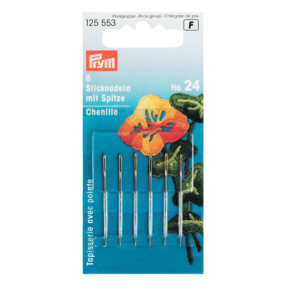 125553 Иглы для шитья ручные для вышивания острые №24 в блистере 6 шт. . PRYM 
