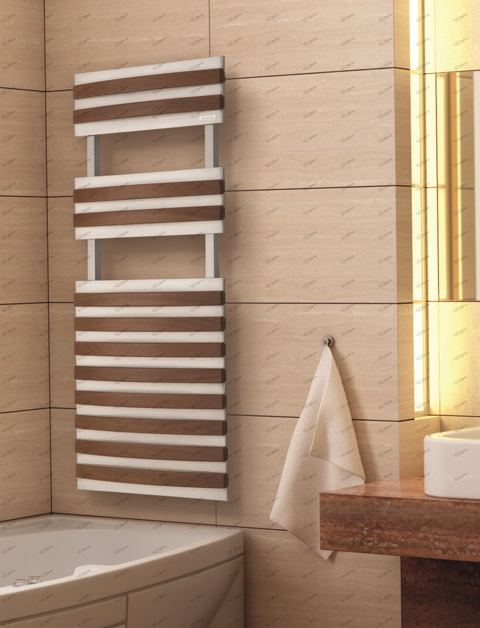 Полотенцесушитель Hammam GEMINI Wood  комбинированный; электрический или водяной Сталь;Дерево 