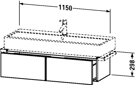 VE610807171 Тумбочка подвесная Vero #VE6108 1150 x 431 мм Средиземноморский дуб Duravit - Вид №1