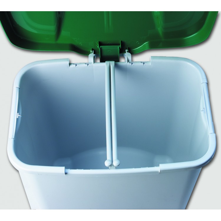 241650 DENOX Контейнер для раздельного сбора мусора с внутренним разделением на 1, 2 или 3 секции с педалью и крышкой 50 л. Белый, синяя крышка  - Вид №2