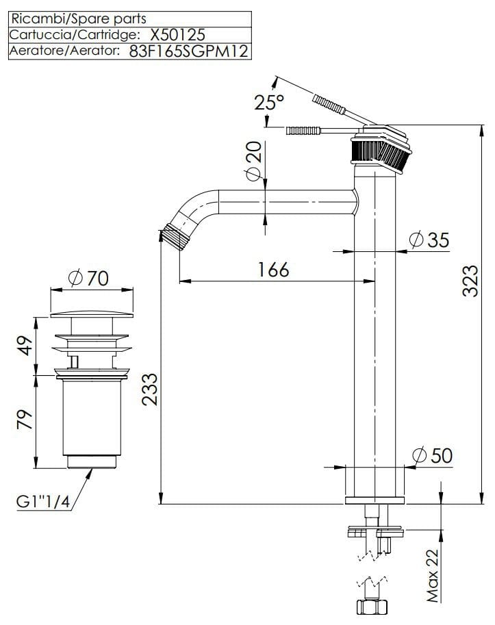 Однорычажный высокий смеситель для раковины Remer Rubinetterie ателье ARCH-00032682 - Вид №3