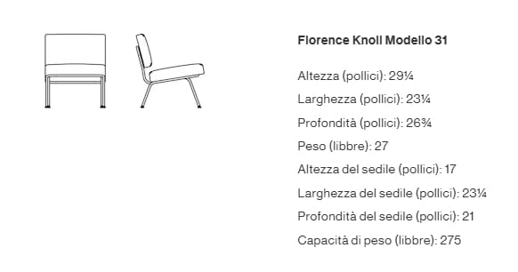 Кресло без подлокотников Knoll Florence Knoll ARCH-00116442 - Вид №6