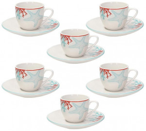 Набор чашек для эспрессо с блюдцем Metropol Alyssa 90 мл - 6 шт.