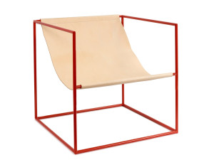 Стальное и кожаное кресло с подлокотниками