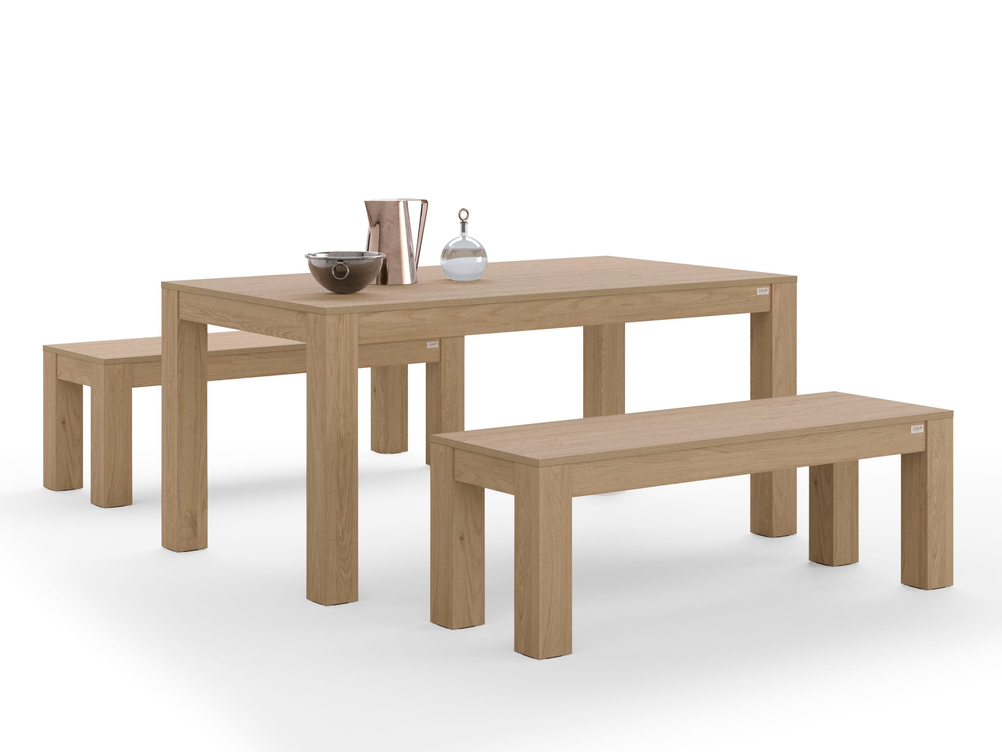 Набор столов из дуба с 2 скамейками Mobili Fiver Rachele ARCH-00061122