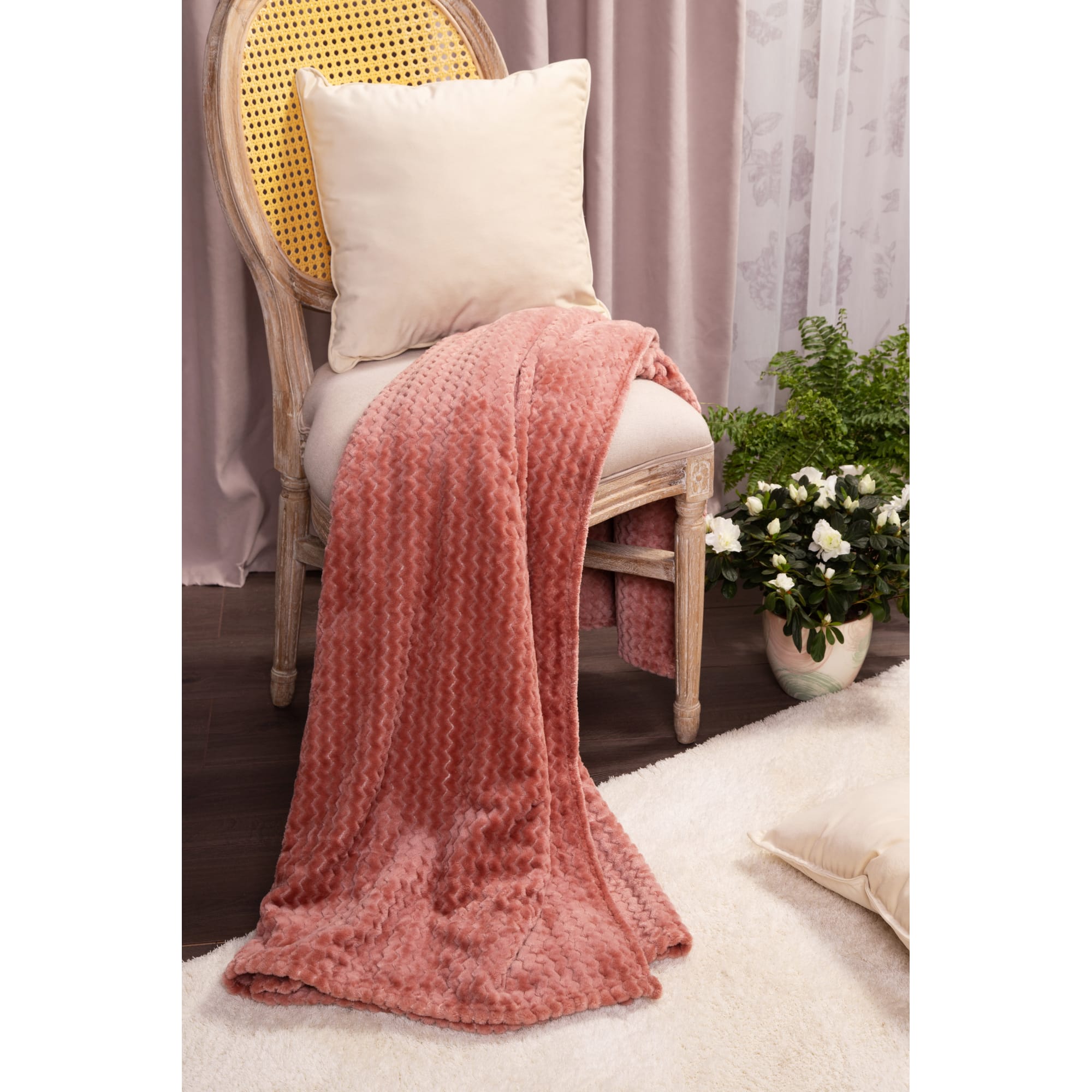 82391614 Плед «Велсофт», 150x200 см, полиэстер, цвет брусничный Santreyd  - Вид №6