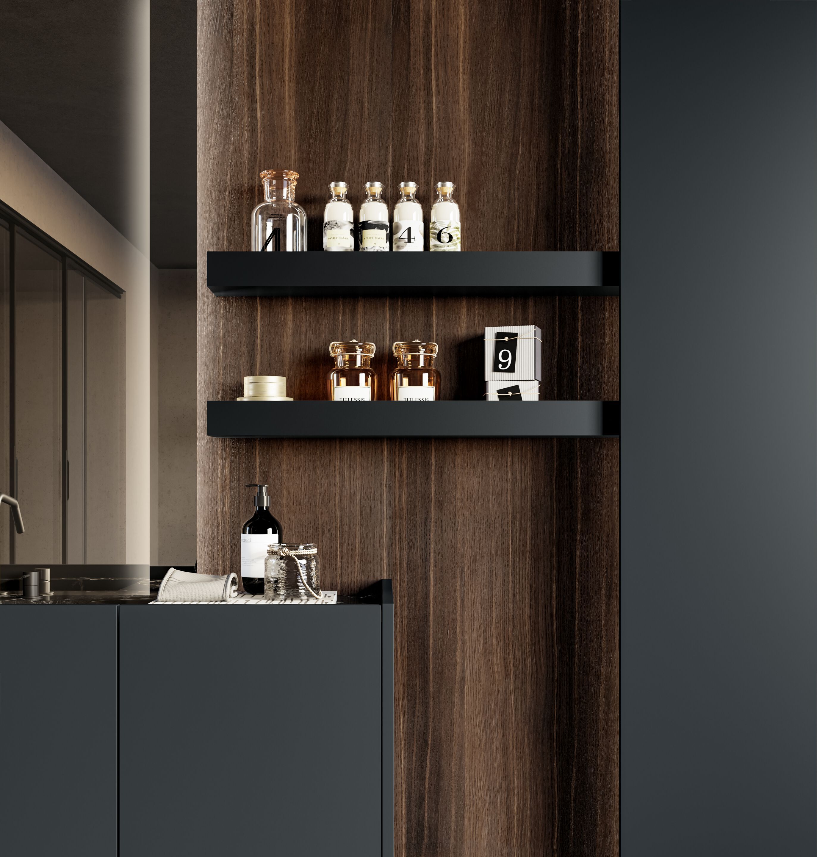 Подвесной туалетный столик с выдвижными ящиками, зеркалом и колоннами Birex Major ARCH-00017840 - Вид №1