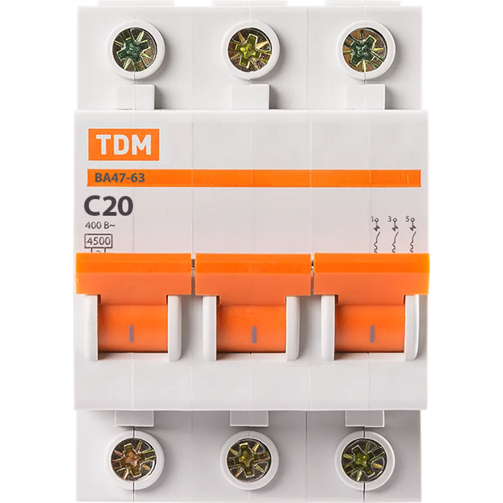 Автоматический выключатель TDM Electric ВА47-63 3P 20А 84399520 STLM-0049293