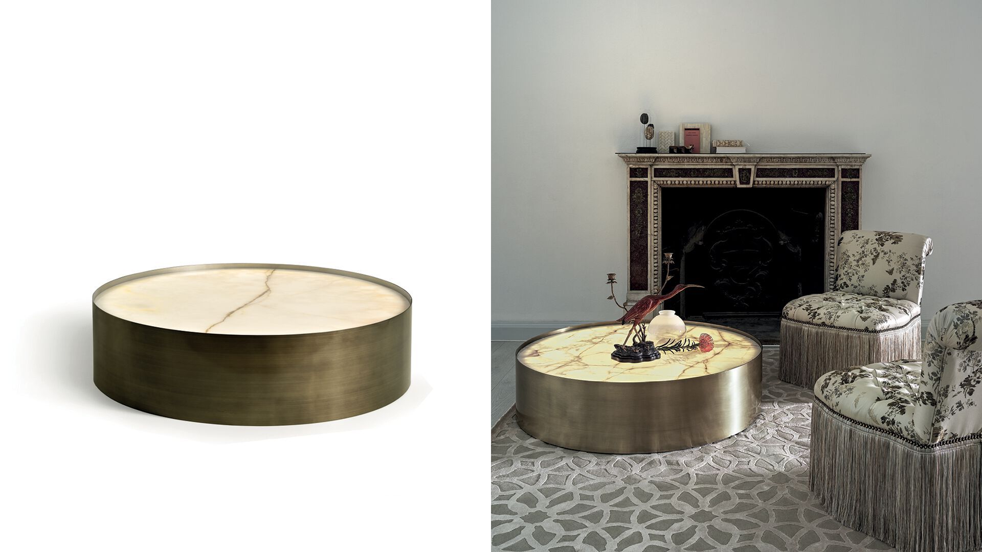 Металлический цилиндр журнальный столик с мраморной столешницей ANGELO CAPPELLINI New Classic Interiors ARCH-00027043 - Вид №1