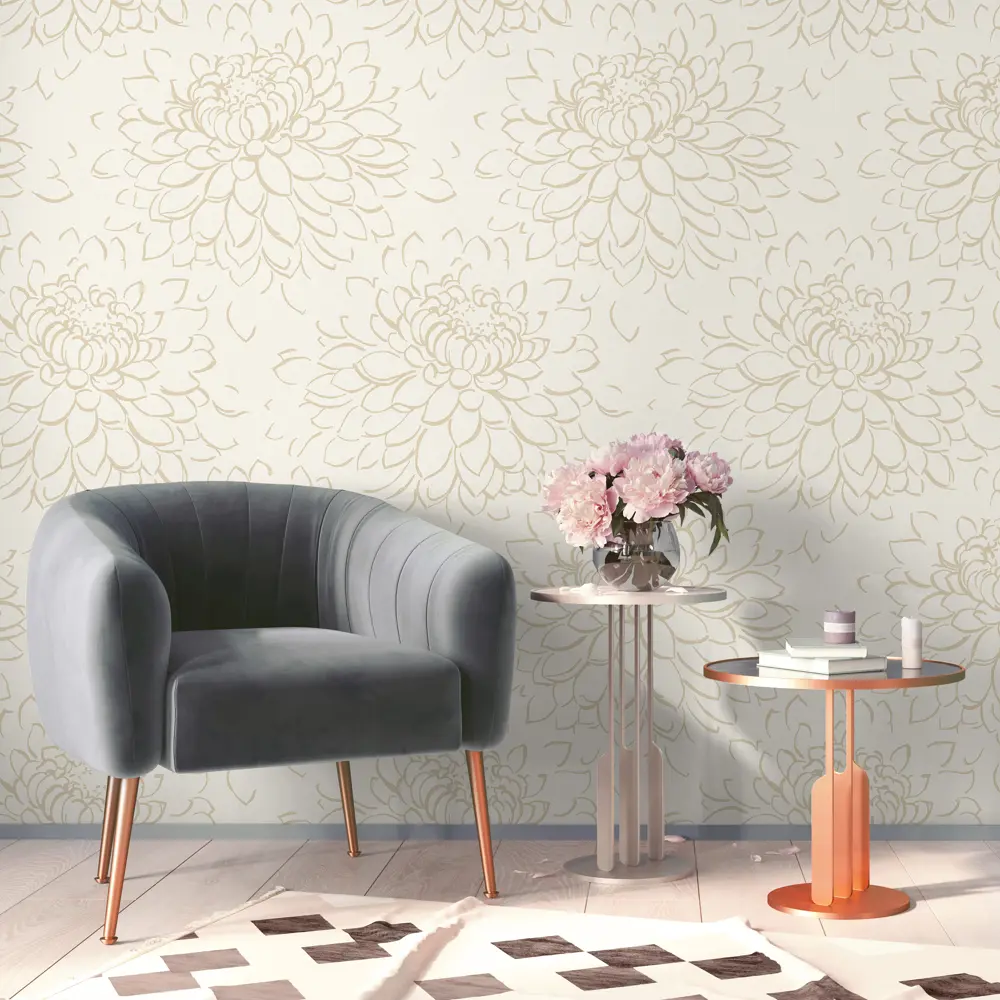 Обои флизелиновые Grandecolife Flower бежевые 1.06 м GDR142127 89335982 STLM-2194761 - Вид №3